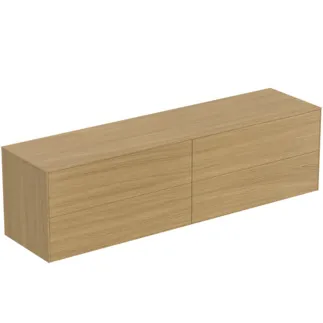 IDEAL STANDARD CONCA - Waschtisch-Unterschrank 1987x505x550 mm in eiche hell furnier, 4 Schubladen - Grifflos, Vollauszug, Push-to-open, SoftClosing, Vormontiert, Nachhaltig gewonnenes Holz, Echtholzfurnier #T4326Y6 - Eiche hell