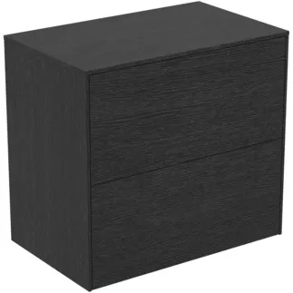 IDEAL STANDARD CONCA - Waschtisch-Unterschrank 602x373x550 mm in eiche geflammt furnier, 2 Schubladen - Grifflos, Vollauszug, Push-to-open, SoftClosing, Platzsparend, Vormontiert, Nachhaltig gewonnenes Holz, Echtholzfurnier #T4327Y4 - Eiche geflammt
