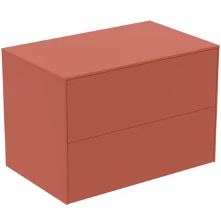 IDEAL STANDARD CONCA - Waschtisch-Unterschrank 802x505x550 mm in sunset matt lackiert, 2 Schubladen - Grifflos, Vollauszug, Push-to-open, SoftClosing, Vormontiert, Nachhaltig gewonnenes Holz #T4322Y3 - Sunset matt
