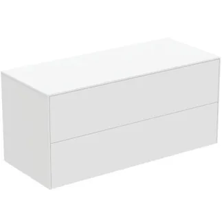 IDEAL STANDARD CONCA - Waschtisch-Unterschrank 1202x505x550 mm in weiß matt lackiert, 2 Schubladen - Grifflos, Vollauszug, Push-to-open, SoftClosing, Vormontiert, Nachhaltig gewonnenes Holz #T4324Y1 - Weiß matt