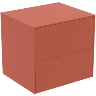 IDEAL STANDARD CONCA - Waschtisch-Unterschrank 602x505x550 mm in sunset matt lackiert, 2 Schubladen - Grifflos, Vollauszug, Push-to-open, SoftClosing, Vormontiert, Nachhaltig gewonnenes Holz #T4321Y3 - Sunset matt