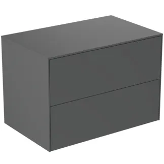 IDEAL STANDARD CONCA - Waschtisch-Unterschrank 802x505x550 mm in anthrazit matt lackiert, 2 Schubladen - Grifflos, Vollauszug, Push-to-open, SoftClosing, Vormontiert, Nachhaltig gewonnenes Holz #T4322Y2 - Anthrazit matt