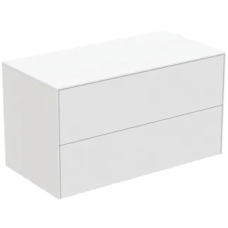 IDEAL STANDARD CONCA - Waschtisch-Unterschrank 1002x505x550 mm in weiß matt lackiert, 2 Schubladen - Grifflos, Vollauszug, Push-to-open, SoftClosing, Vormontiert, Nachhaltig gewonnenes Holz #T4323Y1 - Weiß matt