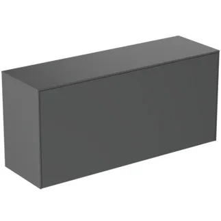 IDEAL STANDARD CONCA - Waschtisch-Unterschrank 1202x373x550 mm in anthrazit matt lackiert, 2 Schubladen - Grifflos, Vollauszug, Push-to-open, SoftClosing, Vormontiert, Nachhaltig gewonnenes Holz #T4320Y2 - Anthrazit matt