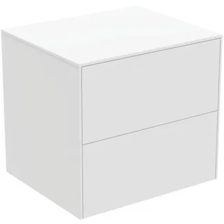 IDEAL STANDARD CONCA - Waschtisch-Unterschrank 602x505x550 mm in weiß matt lackiert, 2 Schubladen - Grifflos, Vollauszug, Push-to-open, SoftClosing, Vormontiert, Nachhaltig gewonnenes Holz #T4321Y1 - Weiß matt