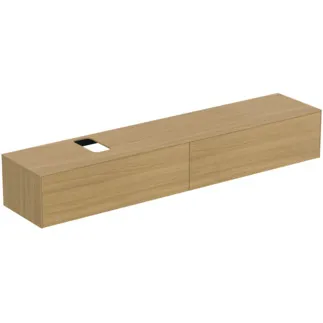 IDEAL STANDARD CONCA - Waschtisch-Unterschrank 2387x505x370 mm in eiche hell furnier, 2 Schubladen - Grifflos, Vollauszug, Push-to-open, SoftClosing, Vormontiert, Nachhaltig gewonnenes Holz, Echtholzfurnier #T4334Y6 - Eiche hell