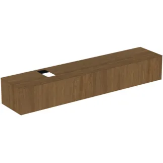 IDEAL STANDARD CONCA - Waschtisch-Unterschrank 2387x505x370 mm in walnuss dunkel dekor, 2 Schubladen - Grifflos, Vollauszug, Push-to-open, SoftClosing, Vormontiert, Nachhaltig gewonnenes Holz, Echtholzfurnier #T4334Y5 - Walnuss dunkel