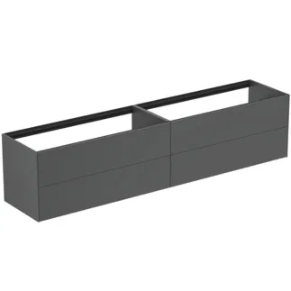 IDEAL STANDARD CONCA - Waschtisch-Unterschrank 2385x505x540 mm in anthrazit matt lackiert, 4 Schubladen - Grifflos, Vollauszug, Push-to-open, SoftClosing, Vormontiert, Nachhaltig gewonnenes Holz #T4336Y2 - Anthrazit matt