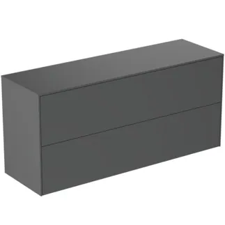 IDEAL STANDARD CONCA - Waschtisch-Unterschrank 1202x373x550 mm in anthrazit matt lackiert, 2 Schubladen - Grifflos, Vollauszug, Push-to-open, SoftClosing, Vormontiert, Nachhaltig gewonnenes Holz #T4330Y2 - Anthrazit matt