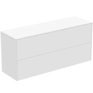 IDEAL STANDARD CONCA - Waschtisch-Unterschrank 1202x373x550 mm in weiß matt lackiert, 2 Schubladen - Grifflos, Vollauszug, Push-to-open, SoftClosing, Vormontiert, Nachhaltig gewonnenes Holz #T4330Y1 - Weiß matt