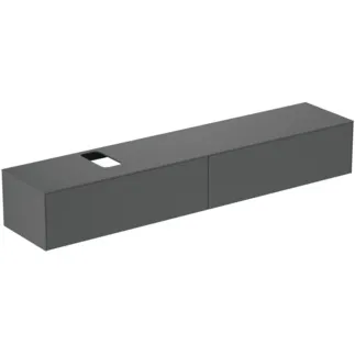 IDEAL STANDARD CONCA - Waschtisch-Unterschrank 2387x505x370 mm in anthrazit matt lackiert, 2 Schubladen - Grifflos, Vollauszug, Push-to-open, SoftClosing, Vormontiert, Nachhaltig gewonnenes Holz #T4334Y2 - Anthrazit matt