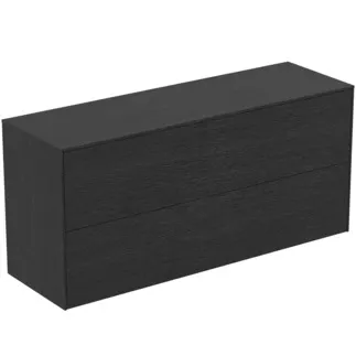 IDEAL STANDARD CONCA - Waschtisch-Unterschrank 1202x373x550 mm in eiche geflammt furnier, 2 Schubladen - Grifflos, Vollauszug, Push-to-open, SoftClosing, Vormontiert, Nachhaltig gewonnenes Holz, Echtholzfurnier #T4330Y4 - Eiche geflammt