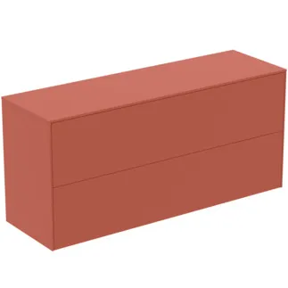 IDEAL STANDARD CONCA - Waschtisch-Unterschrank 1202x373x550 mm in sunset matt lackiert, 2 Schubladen - Grifflos, Vollauszug, Push-to-open, SoftClosing, Vormontiert, Nachhaltig gewonnenes Holz #T4330Y3 - Sunset matt