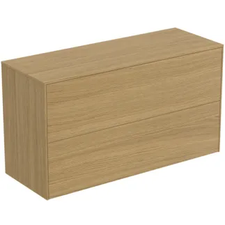 IDEAL STANDARD CONCA - Waschtisch-Unterschrank 1002x373x550 mm in eiche hell furnier, 2 Schubladen - Grifflos, Vollauszug, Push-to-open, SoftClosing, Vormontiert, Nachhaltig gewonnenes Holz, Echtholzfurnier #T4329Y6 - Eiche hell