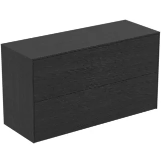 IDEAL STANDARD CONCA - Waschtisch-Unterschrank 1002x373x550 mm in eiche geflammt furnier, 2 Schubladen - Grifflos, Vollauszug, Push-to-open, SoftClosing, Vormontiert, Nachhaltig gewonnenes Holz, Echtholzfurnier #T4329Y4 - Eiche geflammt