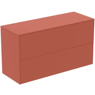 IDEAL STANDARD CONCA - Waschtisch-Unterschrank 1002x373x550 mm in sunset matt lackiert, 2 Schubladen - Grifflos, Vollauszug, Push-to-open, SoftClosing, Vormontiert, Nachhaltig gewonnenes Holz #T4329Y3 - Sunset matt