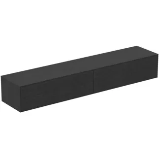 IDEAL STANDARD CONCA - Waschtisch-Unterschrank 2387x505x370 mm in eiche geflammt furnier, 2 Schubladen - Grifflos, Vollauszug, Push-to-open, SoftClosing, Vormontiert, Nachhaltig gewonnenes Holz, Echtholzfurnier #T4335Y4 - Eiche geflammt