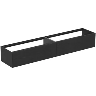 IDEAL STANDARD CONCA - Waschtisch-Unterschrank 2385x505x360 mm in eiche geflammt furnier, 2 Schubladen - Grifflos, Vollauszug, Push-to-open, SoftClosing, Vormontiert, Nachhaltig gewonnenes Holz, Echtholzfurnier #T4333Y4 - Eiche geflammt