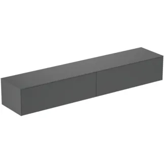 IDEAL STANDARD CONCA - Waschtisch-Unterschrank 2387x505x370 mm in anthrazit matt lackiert, 2 Schubladen - Grifflos, Vollauszug, Push-to-open, SoftClosing, Vormontiert, Nachhaltig gewonnenes Holz #T4335Y2 - Anthrazit matt