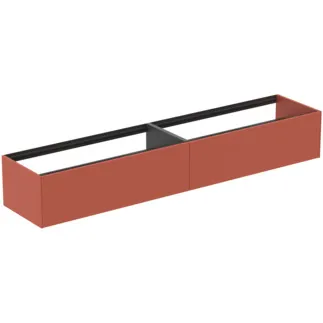 IDEAL STANDARD CONCA - Waschtisch-Unterschrank 2385x505x360 mm in sunset matt lackiert, 2 Schubladen - Grifflos, Vollauszug, Push-to-open, SoftClosing, Vormontiert, Nachhaltig gewonnenes Holz #T4333Y3 - Sunset matt