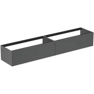IDEAL STANDARD CONCA - Waschtisch-Unterschrank 2385x505x360 mm in anthrazit matt lackiert, 2 Schubladen - Grifflos, Vollauszug, Push-to-open, SoftClosing, Vormontiert, Nachhaltig gewonnenes Holz #T4333Y2 - Anthrazit matt