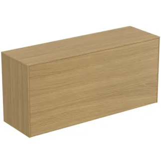 IDEAL STANDARD CONCA - Waschtisch-Unterschrank 1202x373x550 mm in eiche hell furnier, 2 Schubladen - Grifflos, Vollauszug, Push-to-open, SoftClosing, Vormontiert, Nachhaltig gewonnenes Holz, Echtholzfurnier #T4320Y6 - Eiche hell