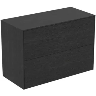 IDEAL STANDARD CONCA - Waschtisch-Unterschrank 802x373x550 mm in eiche geflammt furnier, 2 Schubladen - Grifflos, Vollauszug, Push-to-open, SoftClosing, Vormontiert, Nachhaltig gewonnenes Holz, Echtholzfurnier #T4328Y4 - Eiche geflammt