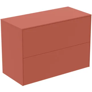 IDEAL STANDARD CONCA - Waschtisch-Unterschrank 802x373x550 mm in sunset matt lackiert, 2 Schubladen - Grifflos, Vollauszug, Push-to-open, SoftClosing, Vormontiert, Nachhaltig gewonnenes Holz #T4328Y3 - Sunset matt