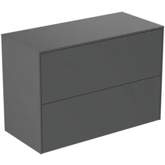 IDEAL STANDARD CONCA - Waschtisch-Unterschrank 802x373x550 mm in anthrazit matt lackiert, 2 Schubladen - Grifflos, Vollauszug, Push-to-open, SoftClosing, Vormontiert, Nachhaltig gewonnenes Holz #T4328Y2 - Anthrazit matt