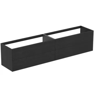 IDEAL STANDARD CONCA - Waschtisch-Unterschrank 2385x505x540 mm in eiche geflammt furnier, 4 Schubladen - Grifflos, Vollauszug, Push-to-open, SoftClosing, Vormontiert, Nachhaltig gewonnenes Holz, Echtholzfurnier #T4336Y4 - Eiche geflammt