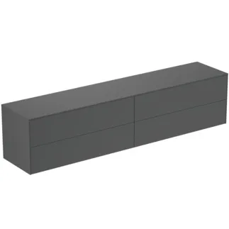 IDEAL STANDARD CONCA - Waschtisch-Unterschrank 2387x505x550 mm in anthrazit matt lackiert, 4 Schubladen - Grifflos, Vollauszug, Push-to-open, SoftClosing, Vormontiert, Nachhaltig gewonnenes Holz #T4338Y2 - Anthrazit matt