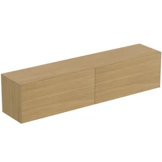 IDEAL STANDARD CONCA - Waschtisch-Unterschrank 2387x505x550 mm in eiche hell furnier, 4 Schubladen - Grifflos, Vollauszug, Push-to-open, SoftClosing, Vormontiert, Nachhaltig gewonnenes Holz, Echtholzfurnier #T4338Y6 - Eiche hell