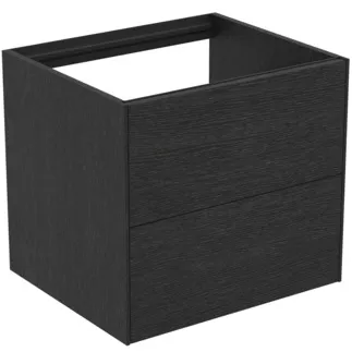 IDEAL STANDARD CONCA - Waschtisch-Unterschrank 600x505x540 mm in eiche geflammt furnier, 2 Schubladen - Grifflos, Vollauszug, Push-to-open, SoftClosing, Vormontiert, Nachhaltig gewonnenes Holz, Echtholzfurnier #T4355Y4 - Eiche geflammt
