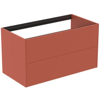 IDEAL STANDARD CONCA - Waschtisch-Unterschrank 1000x505x540 mm in sunset matt lackiert, 2 Schubladen - Grifflos, Vollauszug, Push-to-open, SoftClosing, Vormontiert, Nachhaltig gewonnenes Holz #T4357Y3 - Sunset matt