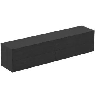 IDEAL STANDARD CONCA - Waschtisch-Unterschrank 2387x505x550 mm in eiche geflammt furnier, 4 Schubladen - Grifflos, Vollauszug, Push-to-open, SoftClosing, Vormontiert, Nachhaltig gewonnenes Holz, Echtholzfurnier #T4338Y4 - Eiche geflammt