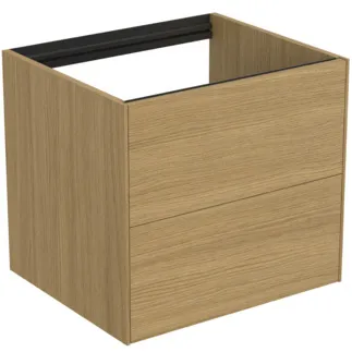 IDEAL STANDARD CONCA - Waschtisch-Unterschrank 600x505x540 mm in eiche hell furnier, 2 Schubladen - Grifflos, Vollauszug, Push-to-open, SoftClosing, Vormontiert, Nachhaltig gewonnenes Holz, Echtholzfurnier #T4355Y6 - Eiche hell