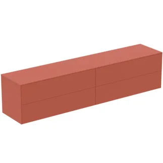 IDEAL STANDARD CONCA - Waschtisch-Unterschrank 2387x505x550 mm in sunset matt lackiert, 4 Schubladen - Grifflos, Vollauszug, Push-to-open, SoftClosing, Vormontiert, Nachhaltig gewonnenes Holz #T4338Y3 - Sunset matt