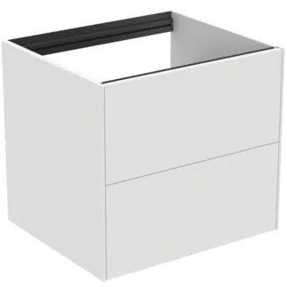 IDEAL STANDARD CONCA - Waschtisch-Unterschrank 600x505x540 mm in weiß matt lackiert, 2 Schubladen - Grifflos, Vollauszug, Push-to-open, SoftClosing, Vormontiert, Nachhaltig gewonnenes Holz #T4355Y1 - Weiß matt