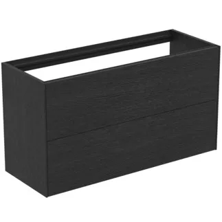 IDEAL STANDARD CONCA - Waschtisch-Unterschrank 1000x373x540 mm in eiche geflammt furnier, 2 Schubladen - Grifflos, Vollauszug, Push-to-open, SoftClosing, Vormontiert, Nachhaltig gewonnenes Holz, Echtholzfurnier #T4353Y4 - Eiche geflammt