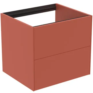 IDEAL STANDARD CONCA - Waschtisch-Unterschrank 600x505x540 mm in sunset matt lackiert, 2 Schubladen - Grifflos, Vollauszug, Push-to-open, SoftClosing, Vormontiert, Nachhaltig gewonnenes Holz #T4355Y3 - Sunset matt