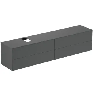IDEAL STANDARD CONCA - Waschtisch-Unterschrank 2387x505x550 mm in anthrazit matt lackiert, 4 Schubladen - Grifflos, Vollauszug, Push-to-open, SoftClosing, Vormontiert, Nachhaltig gewonnenes Holz #T4337Y2 - Anthrazit matt