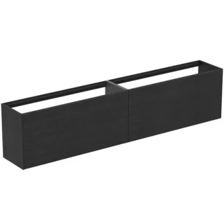 IDEAL STANDARD CONCA - Waschtisch-Unterschrank 2385x373x540 mm in eiche geflammt furnier, 4 Schubladen - Grifflos, Vollauszug, Push-to-open, SoftClosing, Vormontiert, Nachhaltig gewonnenes Holz, Echtholzfurnier #T4339Y4 - Eiche geflammt