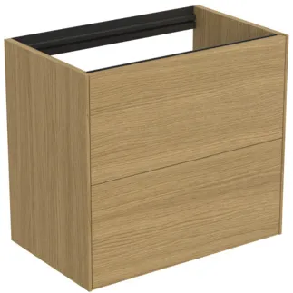 IDEAL STANDARD CONCA - Waschtisch-Unterschrank 600x373x540 mm in eiche hell furnier, 2 Schubladen - Grifflos, Vollauszug, Push-to-open, SoftClosing, Platzsparend, Vormontiert, Nachhaltig gewonnenes Holz, Echtholzfurnier #T4354Y6 - Eiche hell