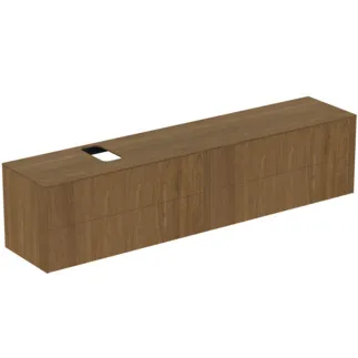 IDEAL STANDARD CONCA - Waschtisch-Unterschrank 2387x505x550 mm in walnuss dunkel dekor, 4 Schubladen - Grifflos, Vollauszug, Push-to-open, SoftClosing, Vormontiert, Nachhaltig gewonnenes Holz, Echtholzfurnier #T4337Y5 - Walnuss dunkel