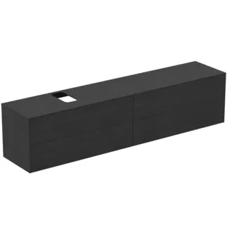 IDEAL STANDARD CONCA - Waschtisch-Unterschrank 2387x505x550 mm in eiche geflammt furnier, 4 Schubladen - Grifflos, Vollauszug, Push-to-open, SoftClosing, Vormontiert, Nachhaltig gewonnenes Holz, Echtholzfurnier #T4337Y4 - Eiche geflammt