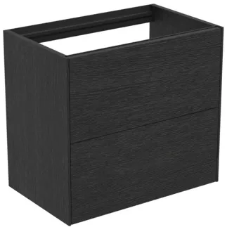 IDEAL STANDARD CONCA - Waschtisch-Unterschrank 600x373x540 mm in eiche geflammt furnier, 2 Schubladen - Grifflos, Vollauszug, Push-to-open, SoftClosing, Platzsparend, Vormontiert, Nachhaltig gewonnenes Holz, Echtholzfurnier #T4354Y4 - Eiche geflammt