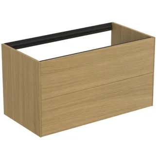 IDEAL STANDARD CONCA - Waschtisch-Unterschrank 1000x505x540 mm in eiche hell furnier, 2 Schubladen - Grifflos, Vollauszug, Push-to-open, SoftClosing, Vormontiert, Nachhaltig gewonnenes Holz, Echtholzfurnier #T4357Y6 - Eiche hell