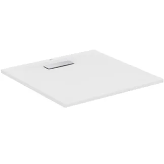 IDEAL STANDARD ULTRAFLAT NEW - Quadratische Brausewanne 800x800x25 mm in weiß seidenmatt, ohne Ablaufgarnitur - Reinigungsmittelbeständig, Lichtbeständig, Barrierefrei, gemäß DIN 18040, 25 mm Höhe #T4466V1 - Seidenweiß