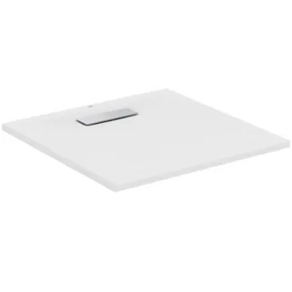IDEAL STANDARD ULTRAFLAT NEW - Quadratische Brausewanne 700x700x25 mm in weiß seidenmatt, ohne Ablaufgarnitur - Reinigungsmittelbeständig, Lichtbeständig, Barrierefrei, gemäß DIN 18040, 25 mm Höhe #T4465V1 - Seidenweiß