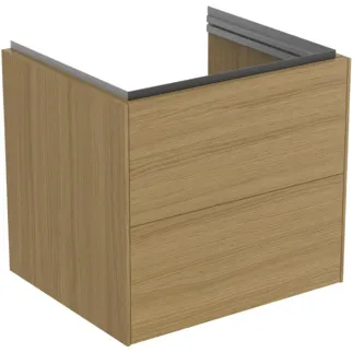 IDEAL STANDARD CONCA - Waschtisch-Unterschrank 600x505x550 mm in eiche hell furnier, 2 Schubladen - Grifflos, Vollauszug, Push-to-open, SoftClosing, Vormontiert, Nachhaltig gewonnenes Holz, Echtholzfurnier #T4573Y6 - Eiche hell